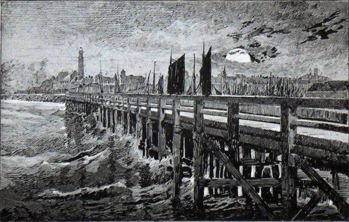 Calais vue la jetée par - -,